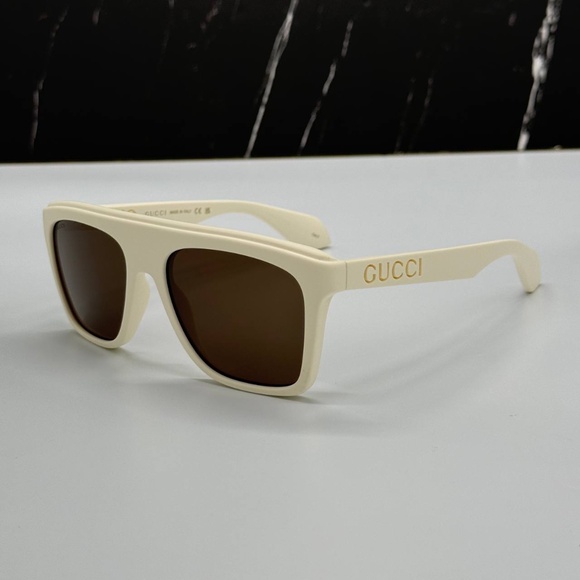 NEW GG1570S 003 GUCCI WHITE BROWN SQUARE UNISEX GUCCI SUNGLASSES - Picture 5 of 11